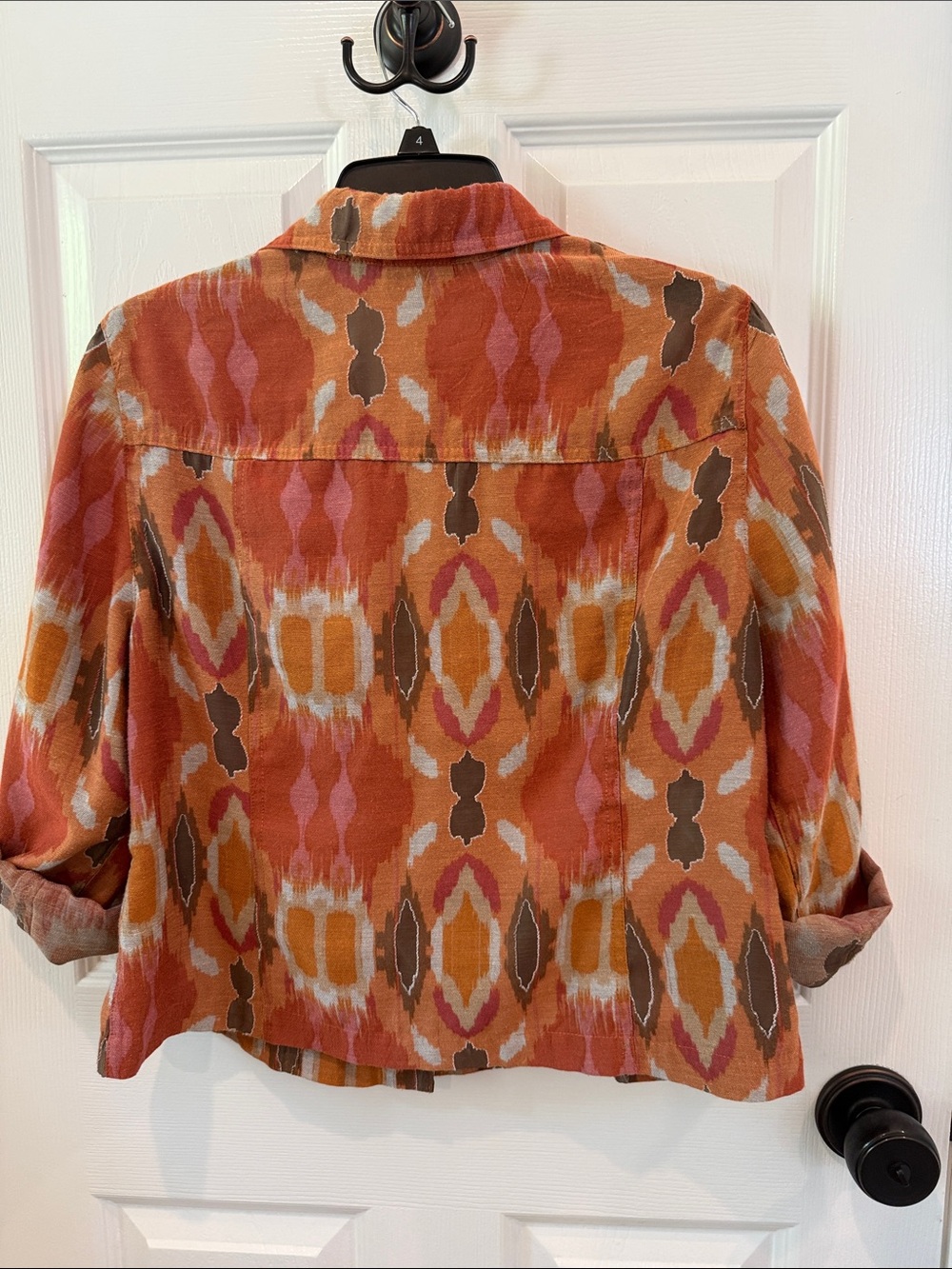 Ruby Rd. Rust Multi Ikat-Print Button Front Jacket - Picture 3 of 9